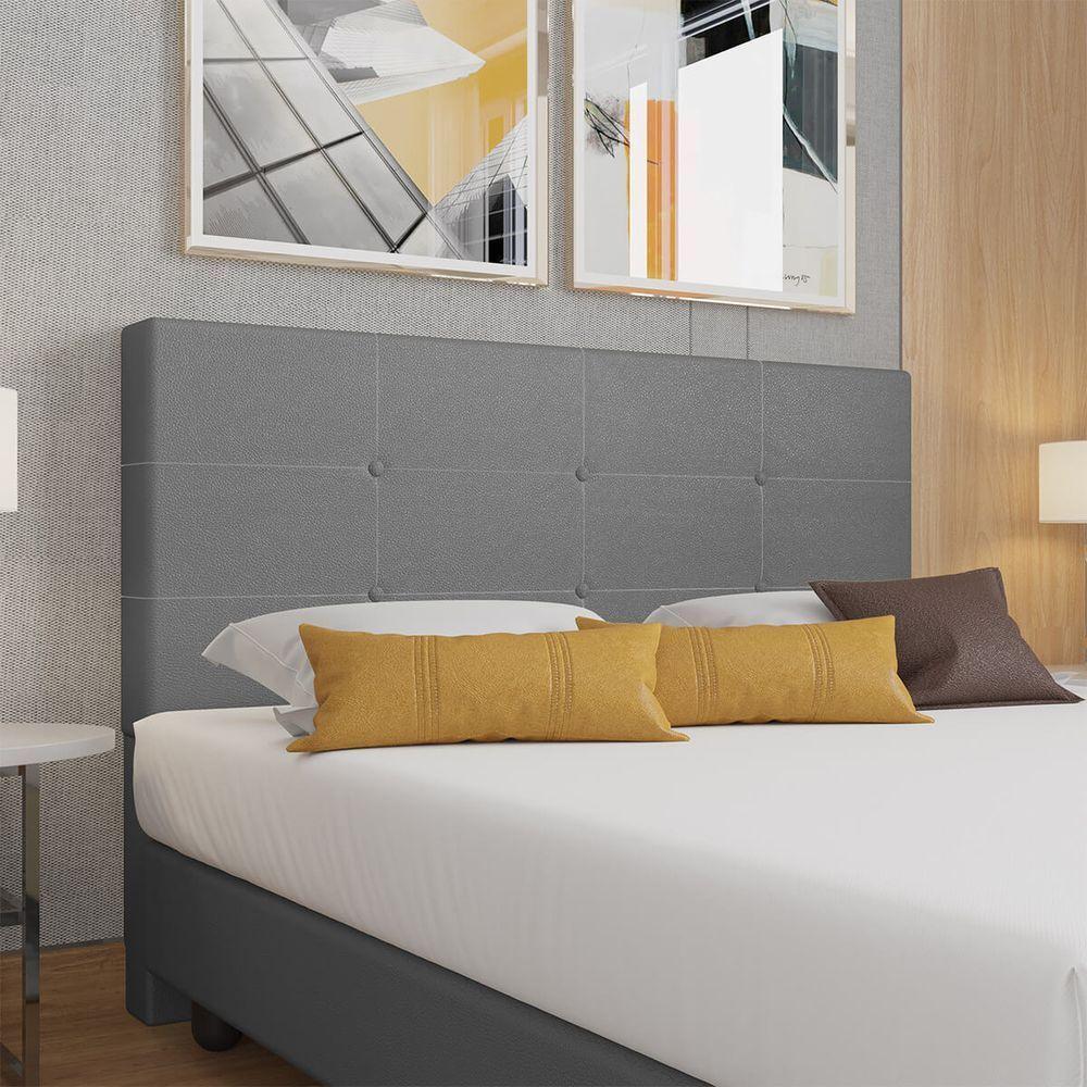 Cabeceira Estofada Casal 140 Cm Terra Corino Skybox Cinza - 1