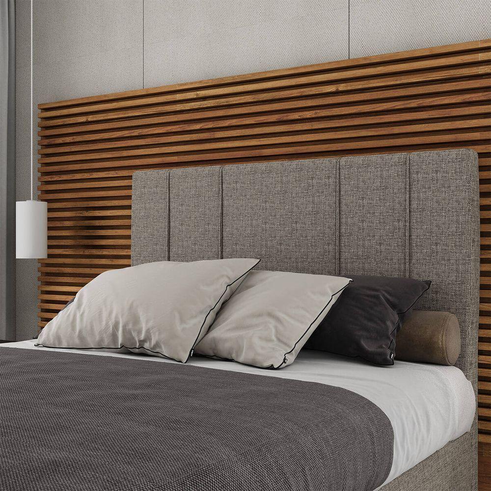 Cabeceira Estofada Casal King Size 195 Cm Venus Linho Skybox Marrom - 1