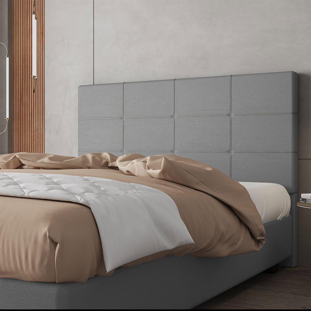 Cabeceira Estofada Casal 140 Cm Marte Corino Skybox Cinza - 1