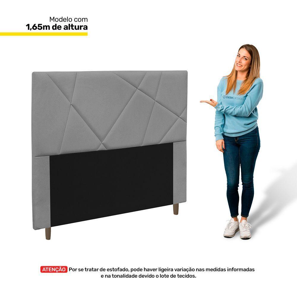 Cabeceira Cama Box Solteiro Mali 90Cm Veludo Cinza - Abmaza - 4