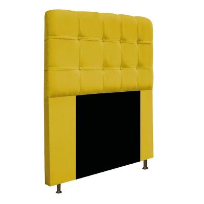 Cabeceira90 Cm Solteiro Com Botonê Suede Amarelo