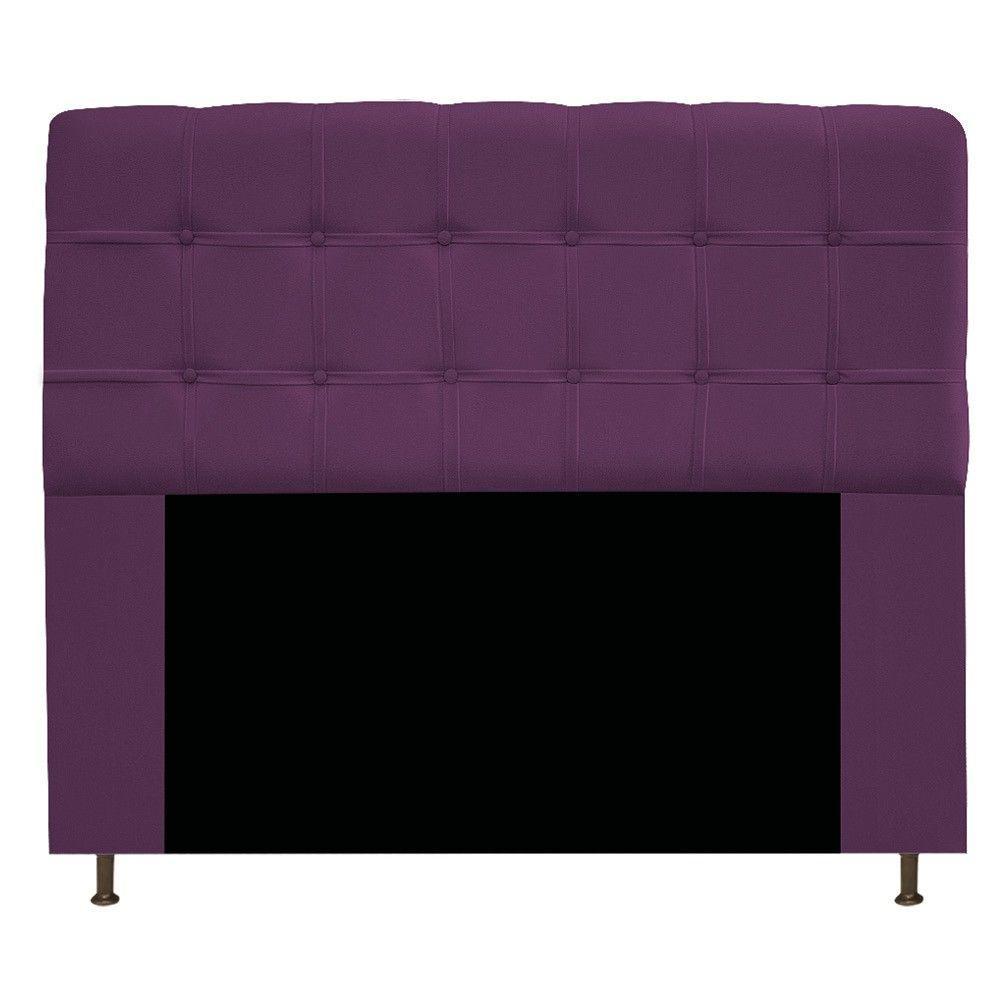 Cabeceira140 Cm Casal Com Botonê Suede Roxo - 1