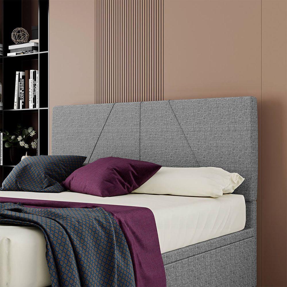 Cabeceira Estofada Casal King Size 195 Cm Júpiter Linho Skybox Cinza - 1