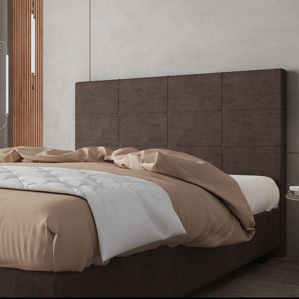 Cabeceira Estofada Casal 140 Cm Marte Veludo Skybox Marrom - 1