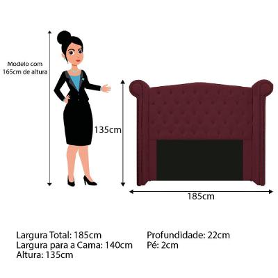 Cabeceira Estofada Veneza 140 Cm Casal Suede Bordô