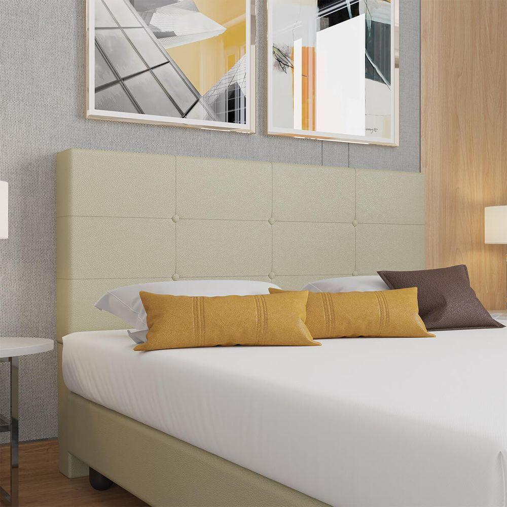 Cabeceira Estofada Casal 140 Cm Terra Corino Skybox Bege - 1