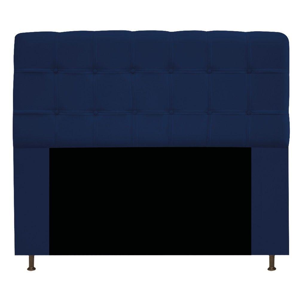 Cabeceira160Cm Queen Size Com Botonê Suede Azul Marinho - 1