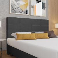 Cabeceira Estofada Casal Queen Size 160 Cm Terra Veludo Skybox Preto - 1