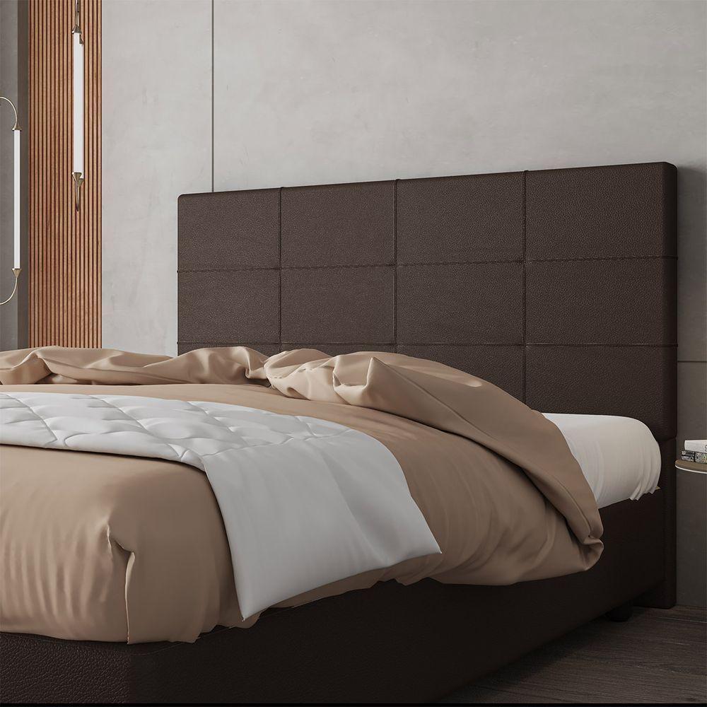 Cabeceira Estofada Casal 140 Cm Marte Corino Skybox Marrom - 1