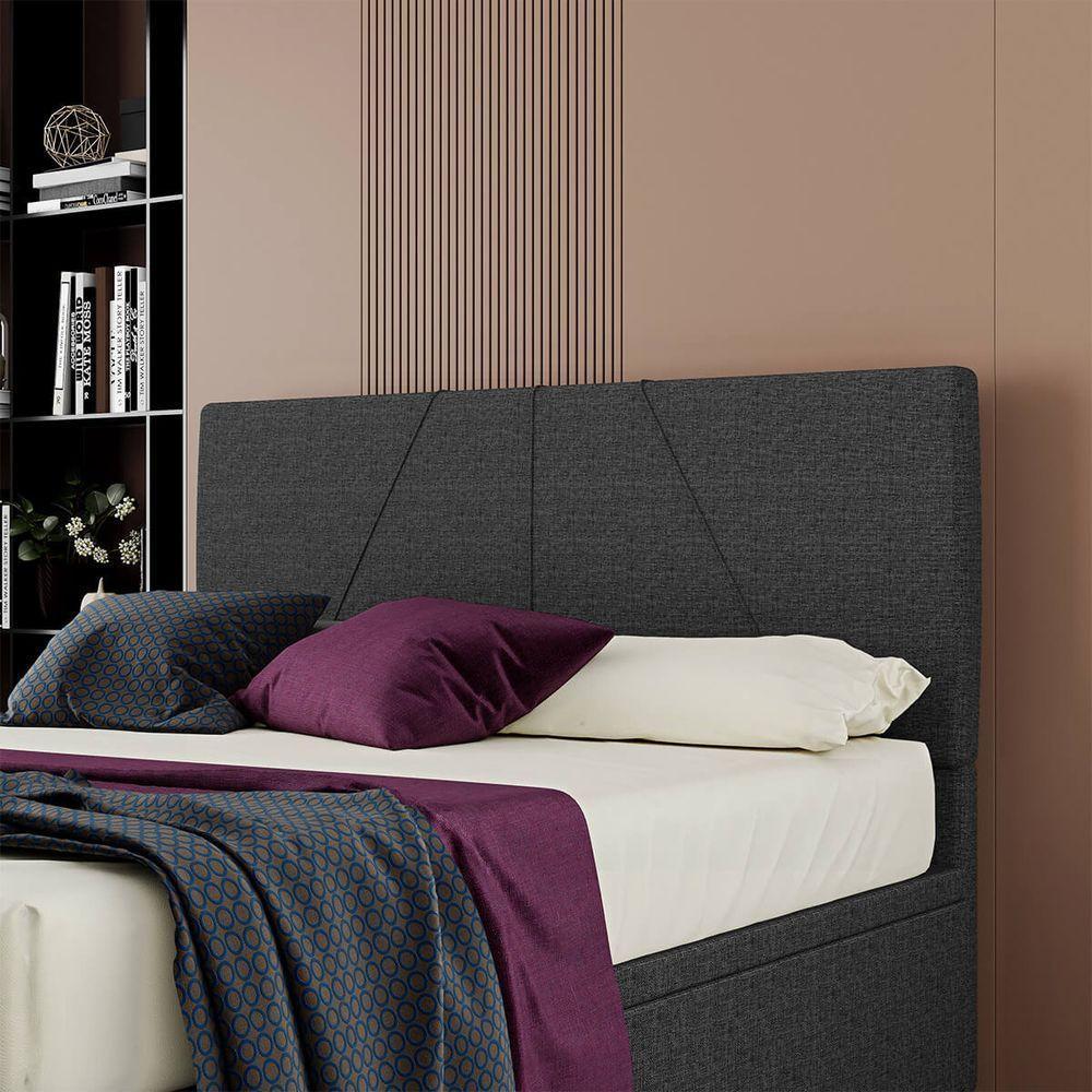 Cabeceira Estofada Casal King Size 195 Cm Júpiter Linho Skybox Preto - 1