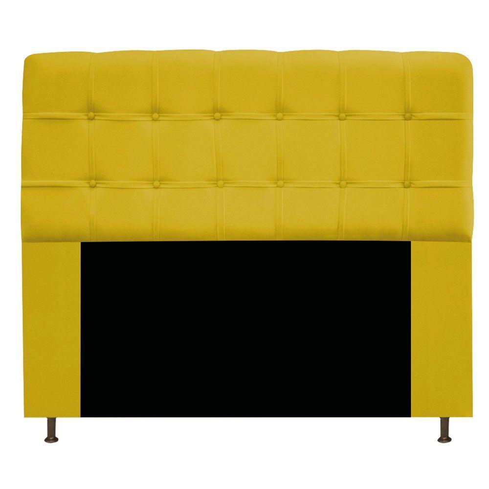 Cabeceira140 Cm Casal Com Botonê Suede Amarelo - 1
