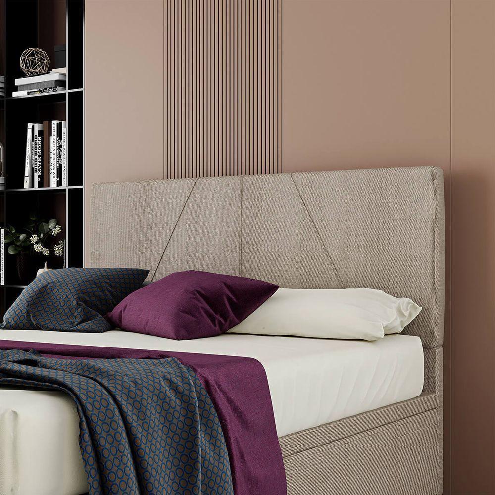 Cabeceira Estofada Casal King Size 195 Cm Júpiter Linho Skybox Marrom - 1