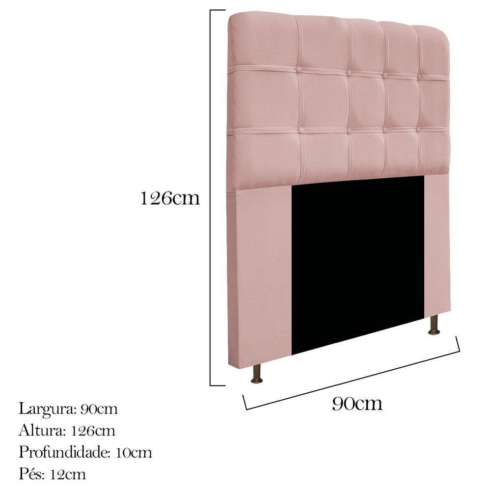 Cabeceira90 Cm Solteiro Com Botonê Suede Rosê - 2