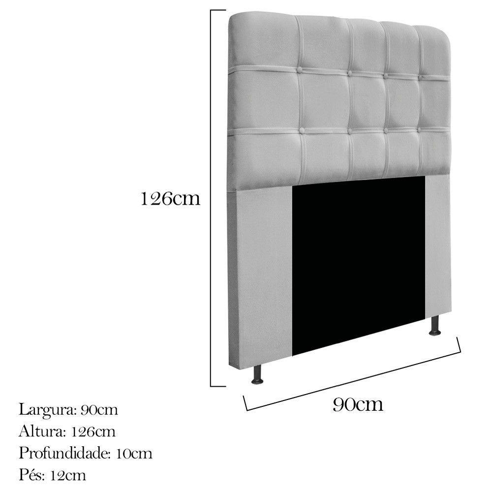 Cabeceira90 Cm Solteiro Com Botonê Suede Cinza - 2
