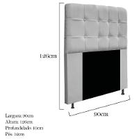 Cabeceira90 Cm Solteiro Com Botonê Suede Cinza - 2