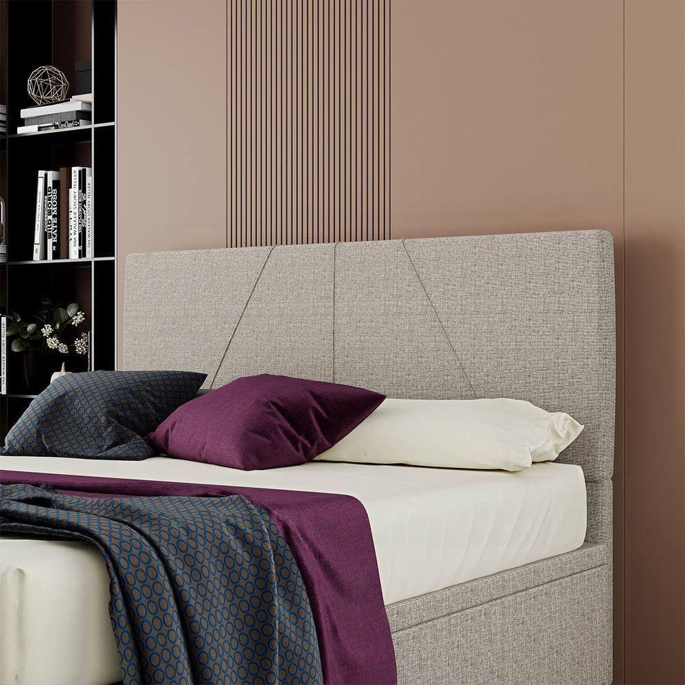 Cabeceira Estofada Casal King Size 195 Cm Júpiter Linho Skybox Bege - 1