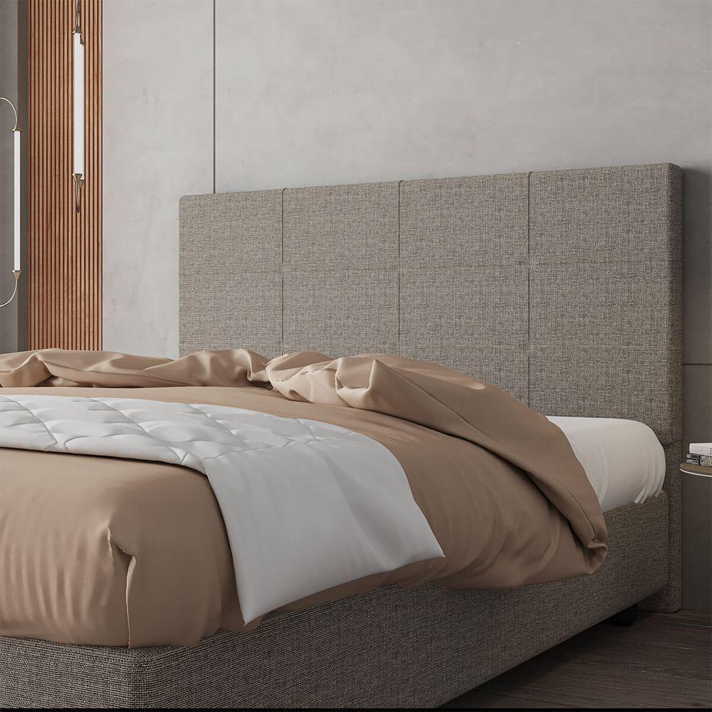 Cabeceira Estofada Casal Queen Size 160 Cm Marte Linho Skybox Marrom - 1