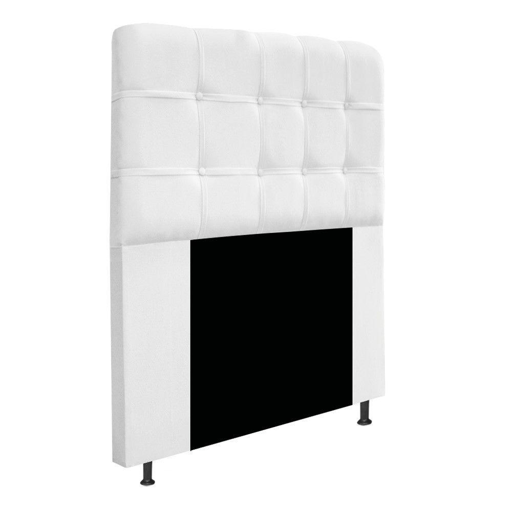 Cabeceira90 Cm Solteiro Com Botonê Suede Branco - 1