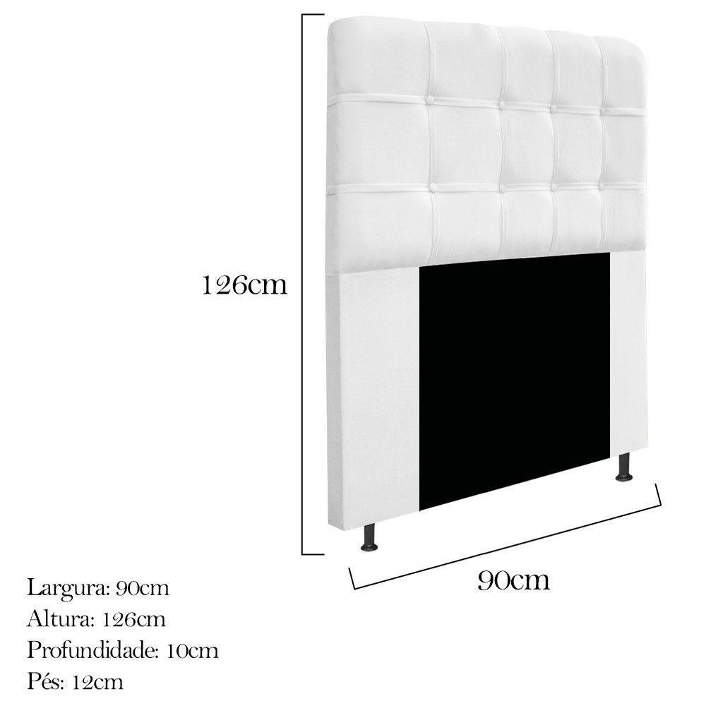 Cabeceira90 Cm Solteiro Com Botonê Suede Branco - 2