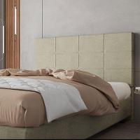 Cabeceira Estofada Casal Queen Size 160 Cm Marte Veludo Skybox Bege - 1