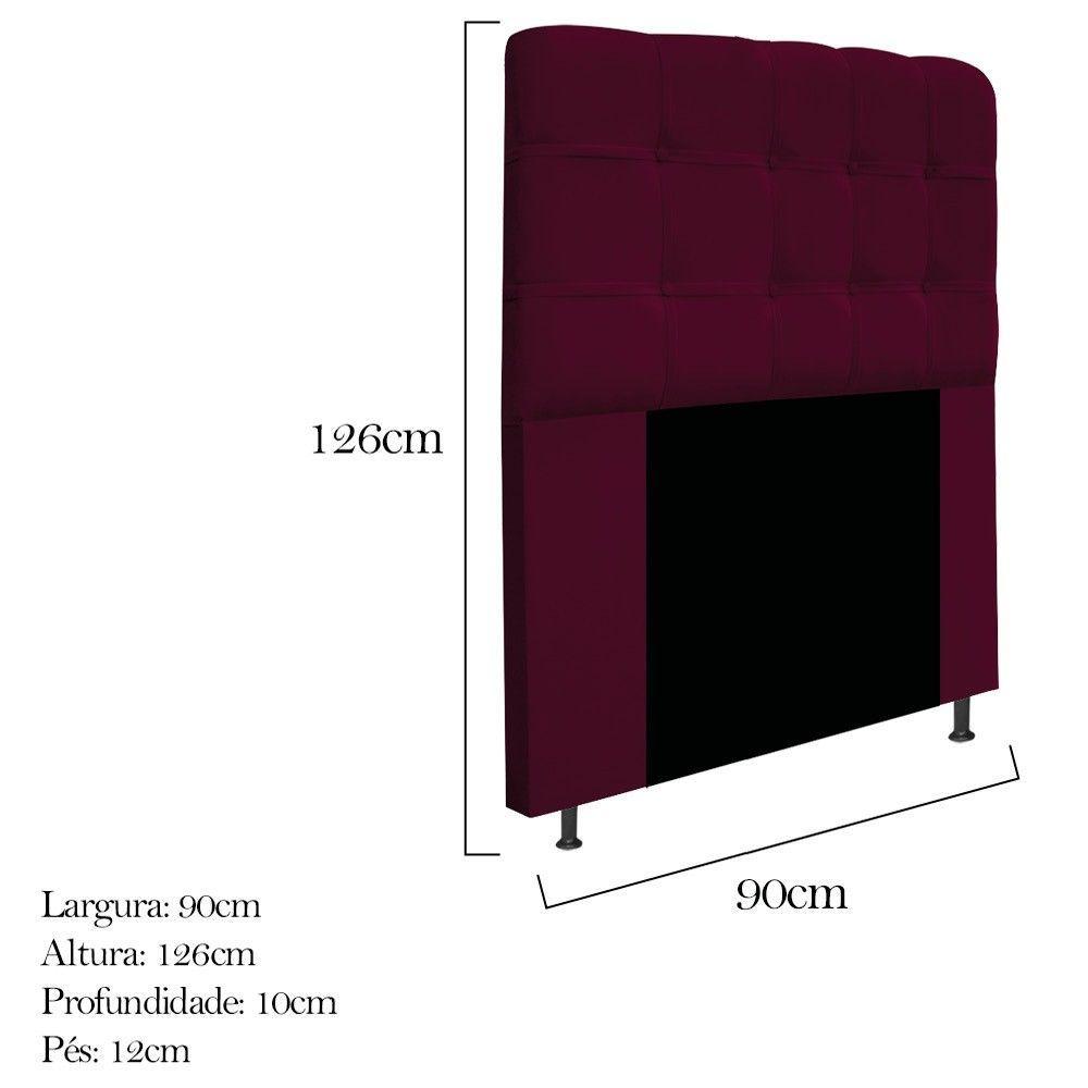 Cabeceira90 Cm Solteiro Com Botonê Suede Bordô - 2