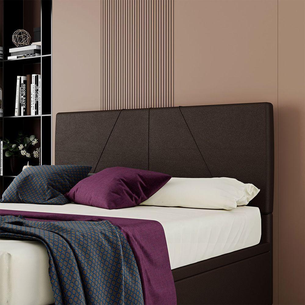 Cabeceira Estofada Casal 140 Cm Júpiter Corino Skybox Marrom - 1