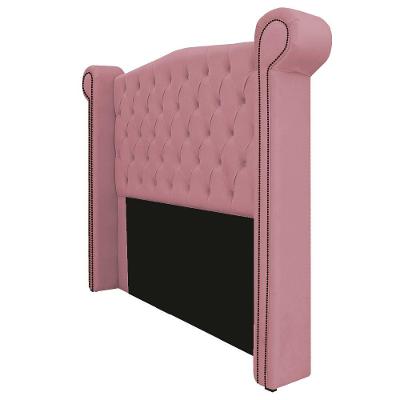 Cabeceira Estofada Veneza 140 Cm Casal Suede Rosa Bebê