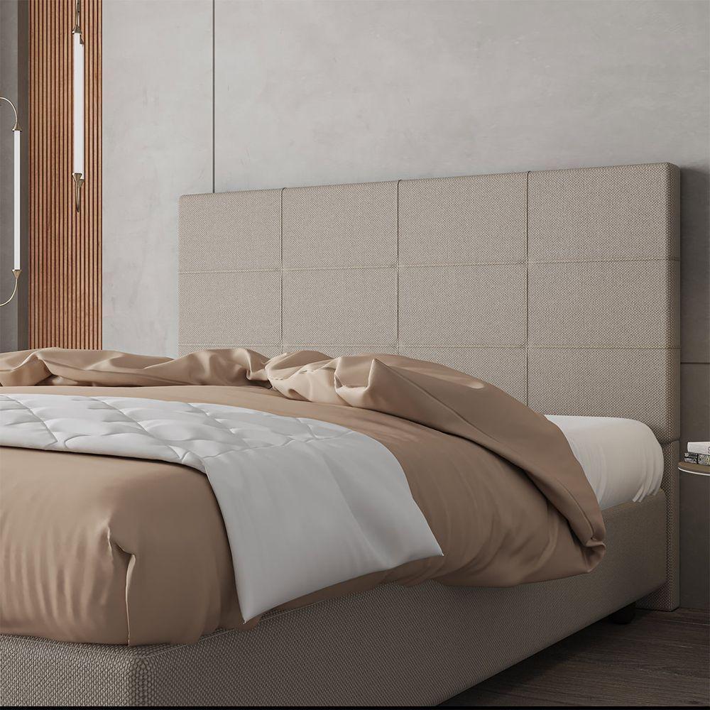 Cabeceira Estofada Casal Queen Size 160 Cm Marte Linho Skybox Bege - 1