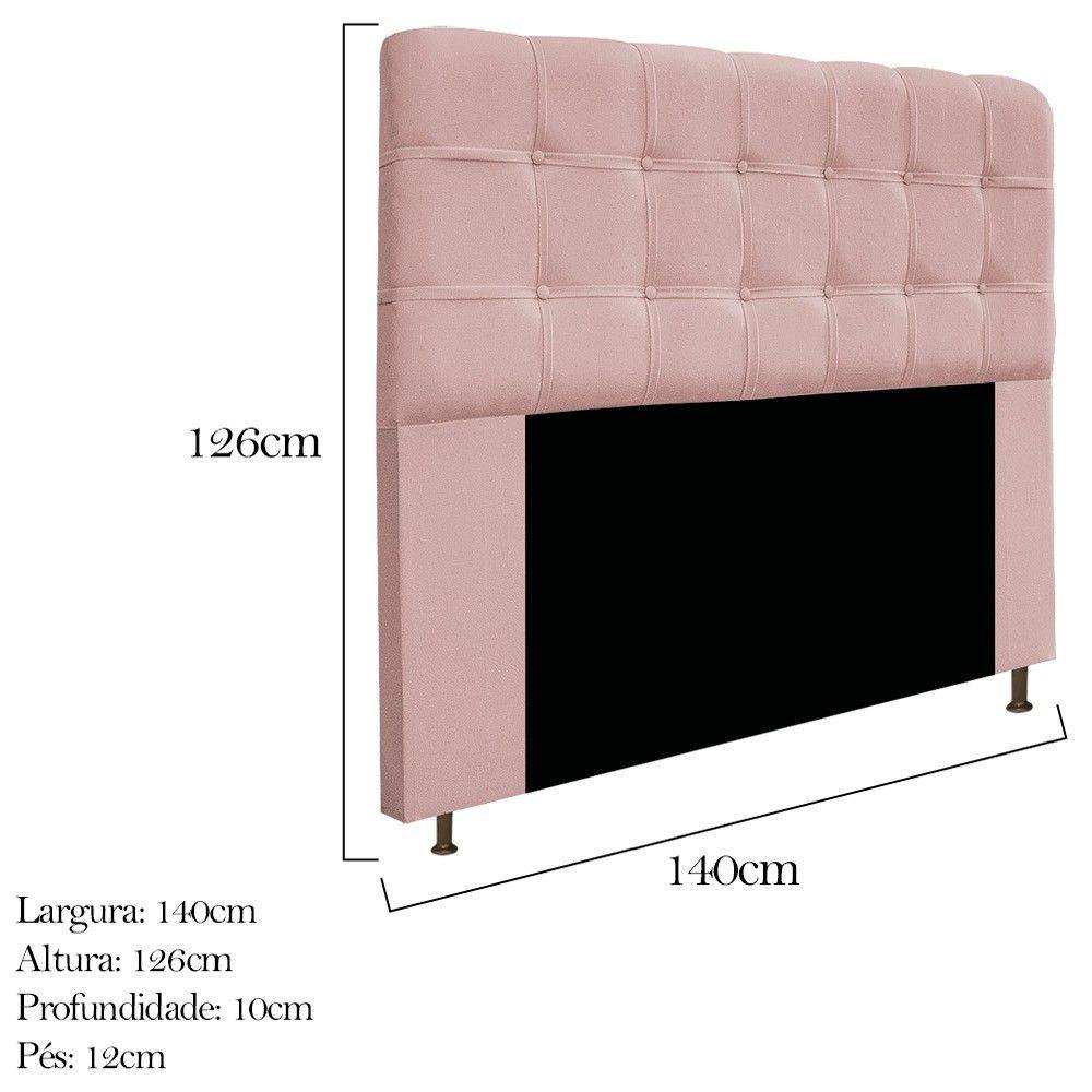 Cabeceira140 Cm Casal Com Botonê Suede Rosê - 2