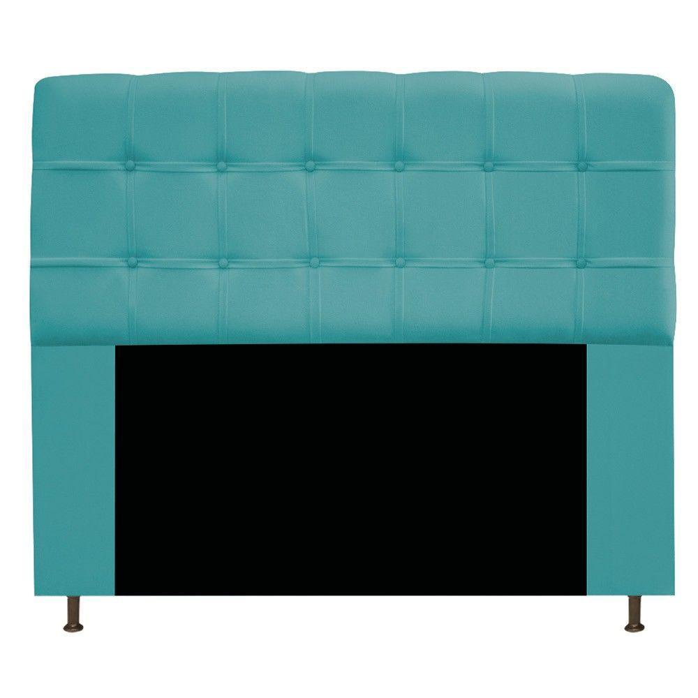 Cabeceira195Cm King Size Com Botonê Suede Azul Turquesa - 1