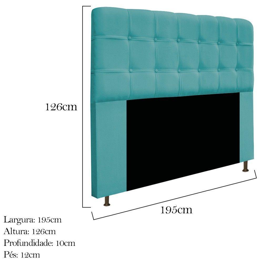 Cabeceira195Cm King Size Com Botonê Suede Azul Turquesa - 2