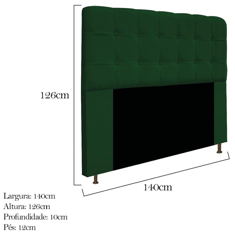 Cabeceira140 Cm Casal Com Botonê Suede Verde - 2
