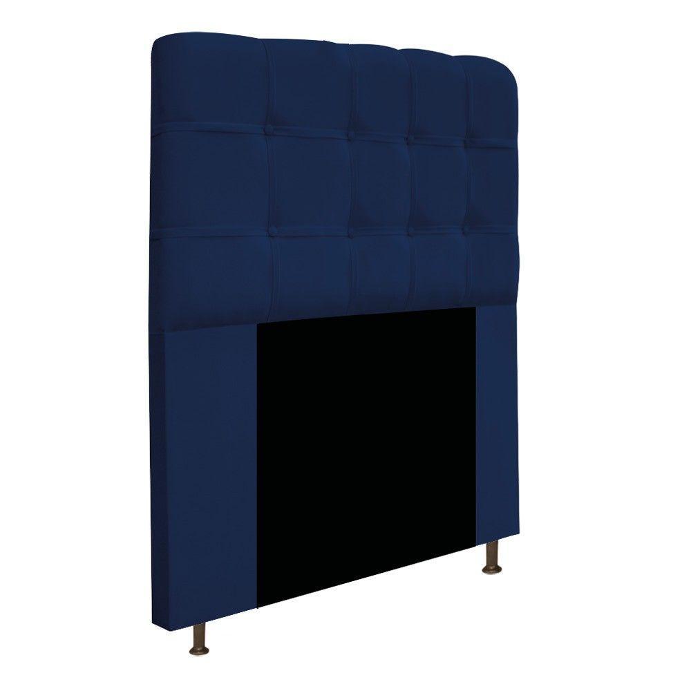 Cabeceira90 Cm Solteiro Com Botonê Suede Azul Marinho - 3