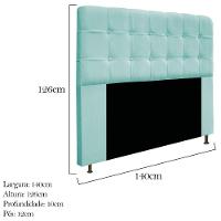 Cabeceira140 Cm Casal Com Botonê Suede Azul Tiffany - 2