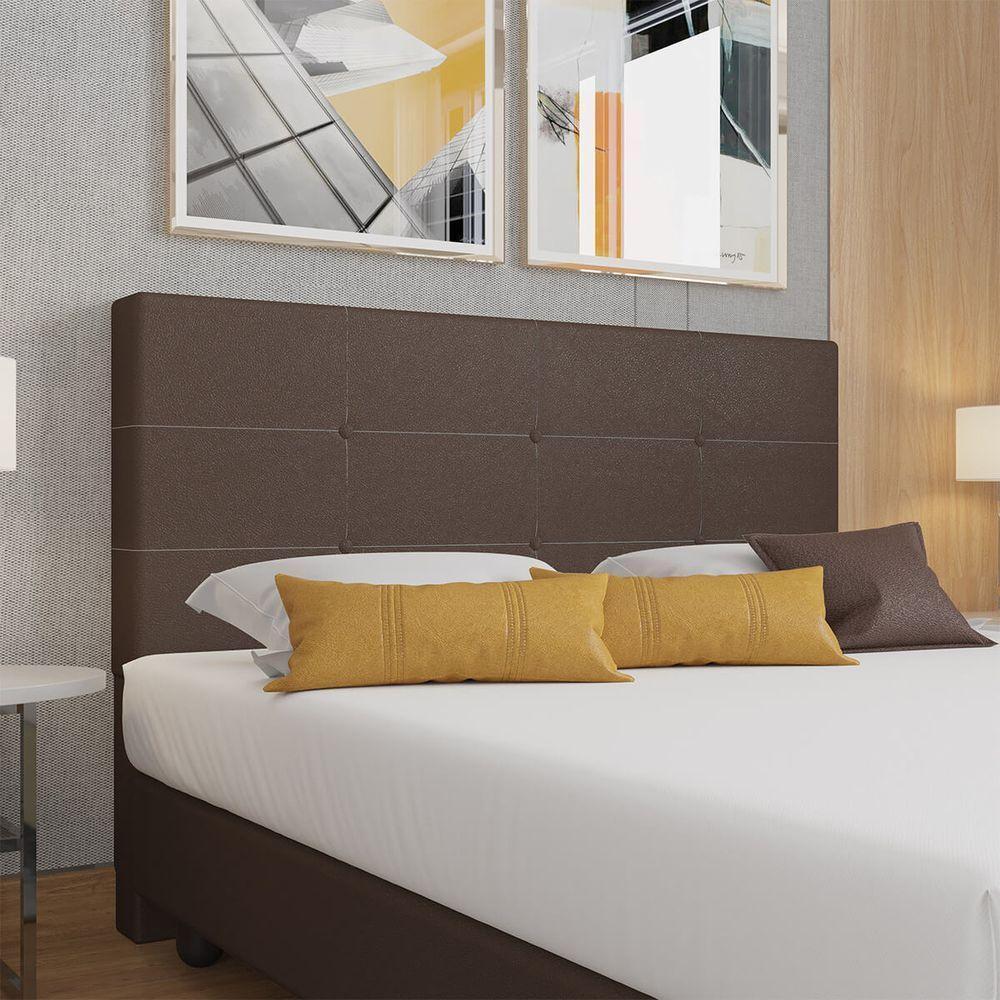 Cabeceira Estofada Casal 140 Cm Terra Corino Skybox Marrom - 1