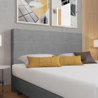 Cabeceira Estofada Casal Queen Size 160 Cm Terra Veludo Skybox Cinza - 1