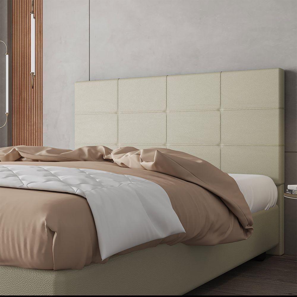 Cabeceira Estofada Casal 140 Cm Marte Corino Skybox Bege - 1