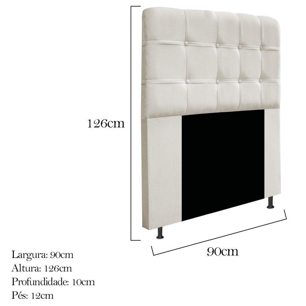 Cabeceira90 Cm Solteiro Com Botonê Suede Bege - 2