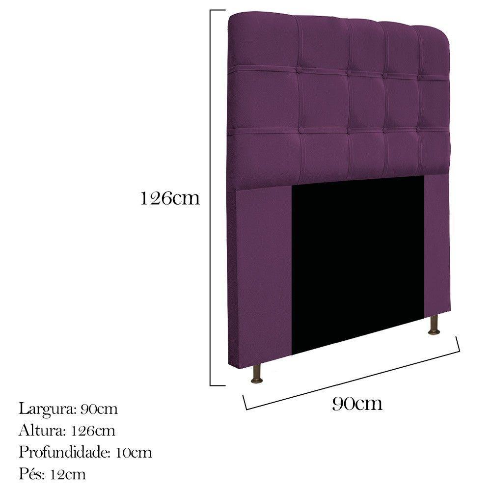 Cabeceira90 Cm Solteiro Com Botonê Suede Roxo - 2