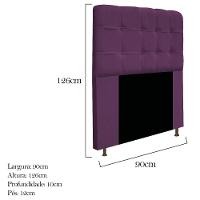 Cabeceira90 Cm Solteiro Com Botonê Suede Roxo - 2