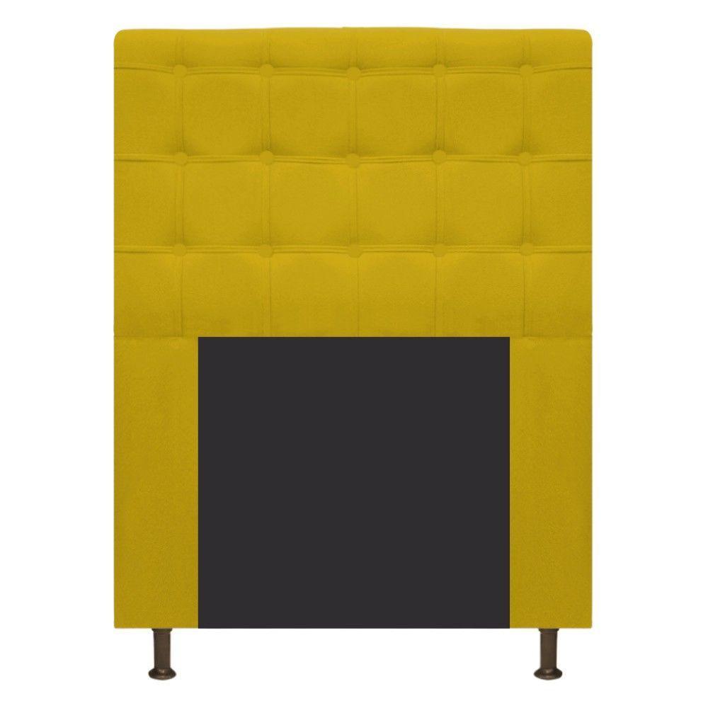 Cabeceira Dama 90 Cm Solteiro Com Botonê Suede Amarelo - 2