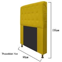 Cabeceira Dama 90 Cm Solteiro Com Botonê Suede Amarelo - 2