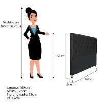 Cabeceira Cristal 160 Cm Queen Size Com Capitonê Suede Preto - 2