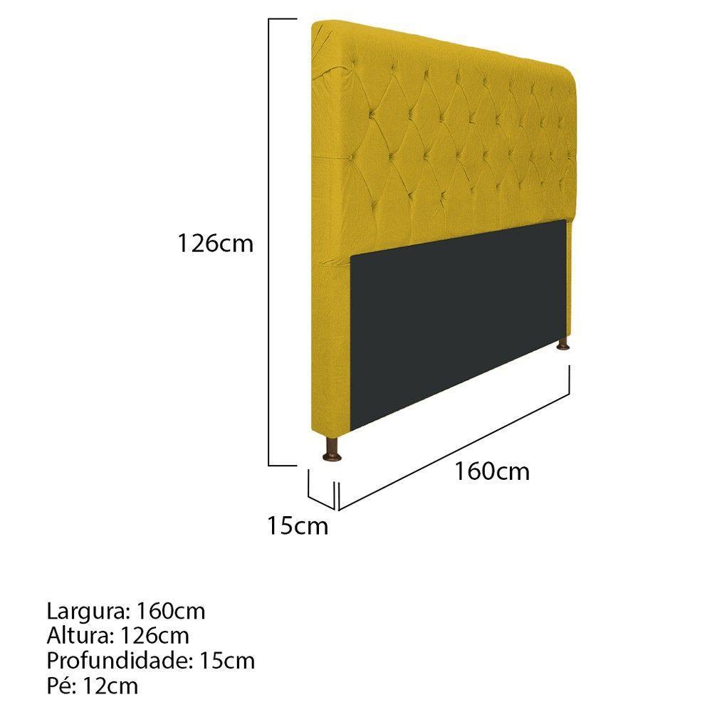 Cabeceira Cristal 160 Cm Queen Size C Capitonê Suede Amarelo - 2