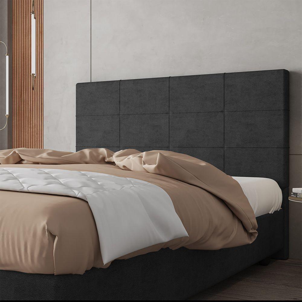 Cabeceira Estofada Casal Queen Size 160 Cm Marte Veludo Skybox Preto - 1