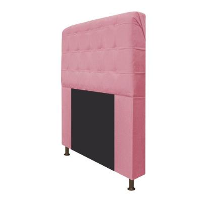 Cabeceira Dama 140 Cm Casal Com Botonê Suede Rosa Bebê