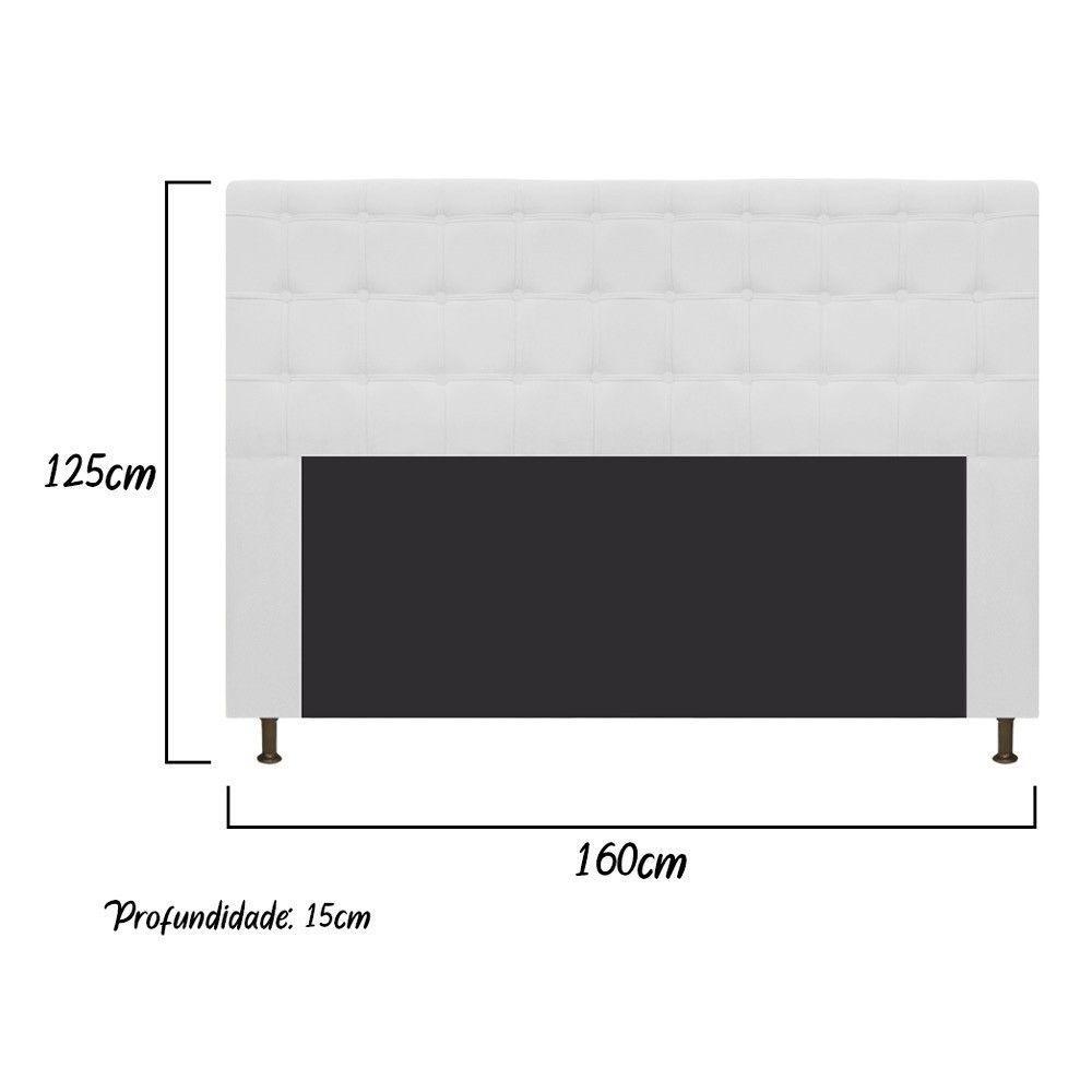Cabeceira Dama 160 Cm Queen Size Com Botonê Suede Branco - 2