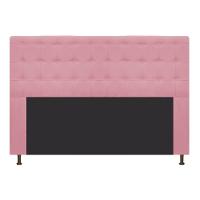 Cabeceira Dama 195 Cm King Size Com Botonê Suede Rosa Bebê - 1