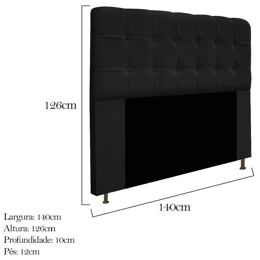 Cabeceira140 Cm Casal Com Botonê Suede Preto - 2