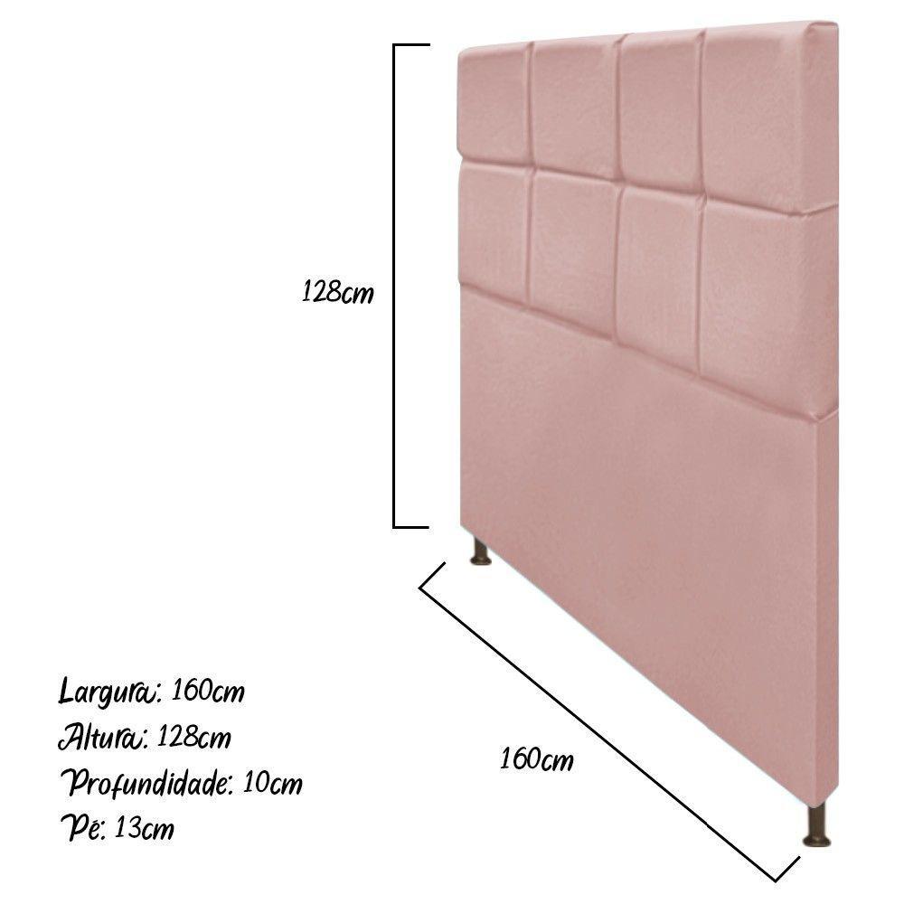 Cabeceira Damares 160 Cm Queen Size Com Botonê Suede Rosê - 2